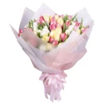 Букет из 101 тюльпана нежный микс