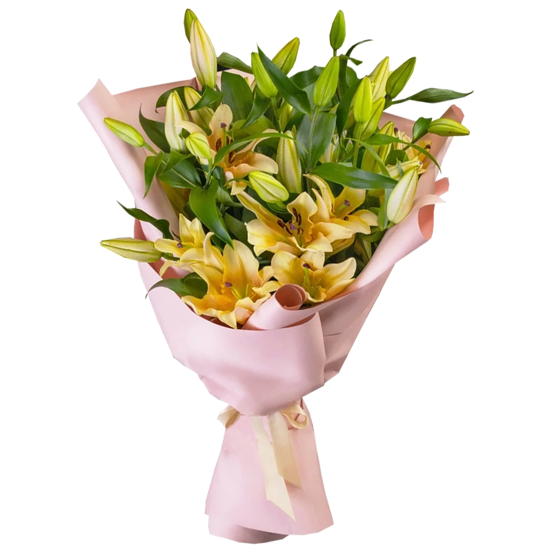 Букет из 9 кремовых лилий